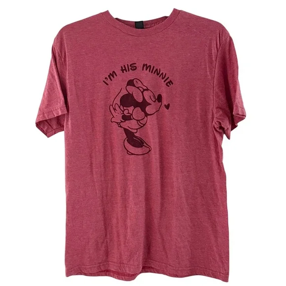 Gildan Women's M Medium I'm His Minnie Mouse‎ Graphic T-Shirt Rose Short Sleeve - Picture 11 of 13